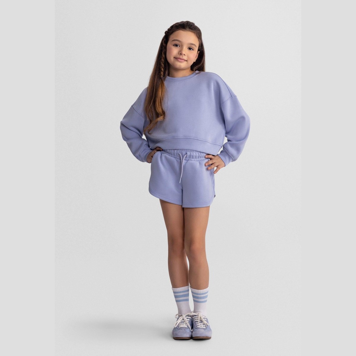 Minoti kleding set meisjes sweatshirt en short - lavendel