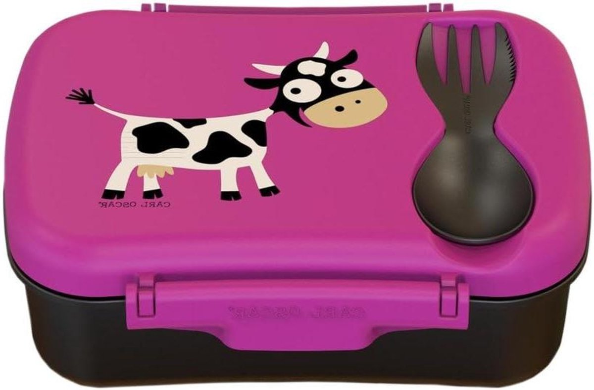 Lunchtrommel met koelelement - Broodtrommel kinder - Frisse maaltijd onderweg - Lekvrij met bestek - 17 cm - Roze