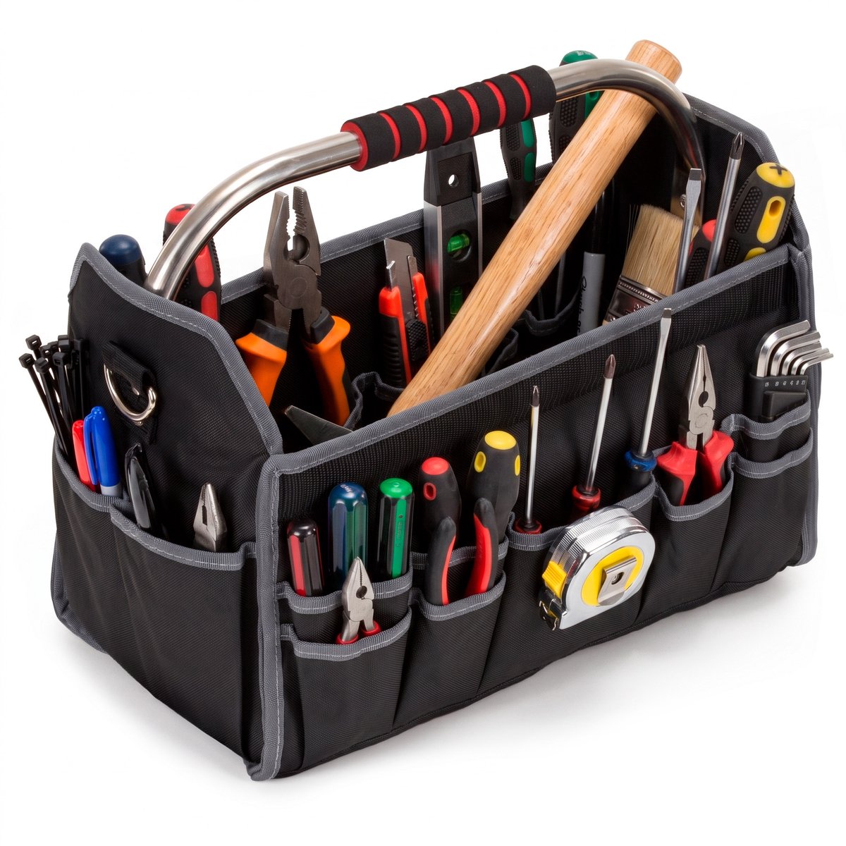 Gereedschapstas - Werkplaatstas - Gereedschapsorganizer - Vakken - Zwart - 41 x 23 x 35 cm