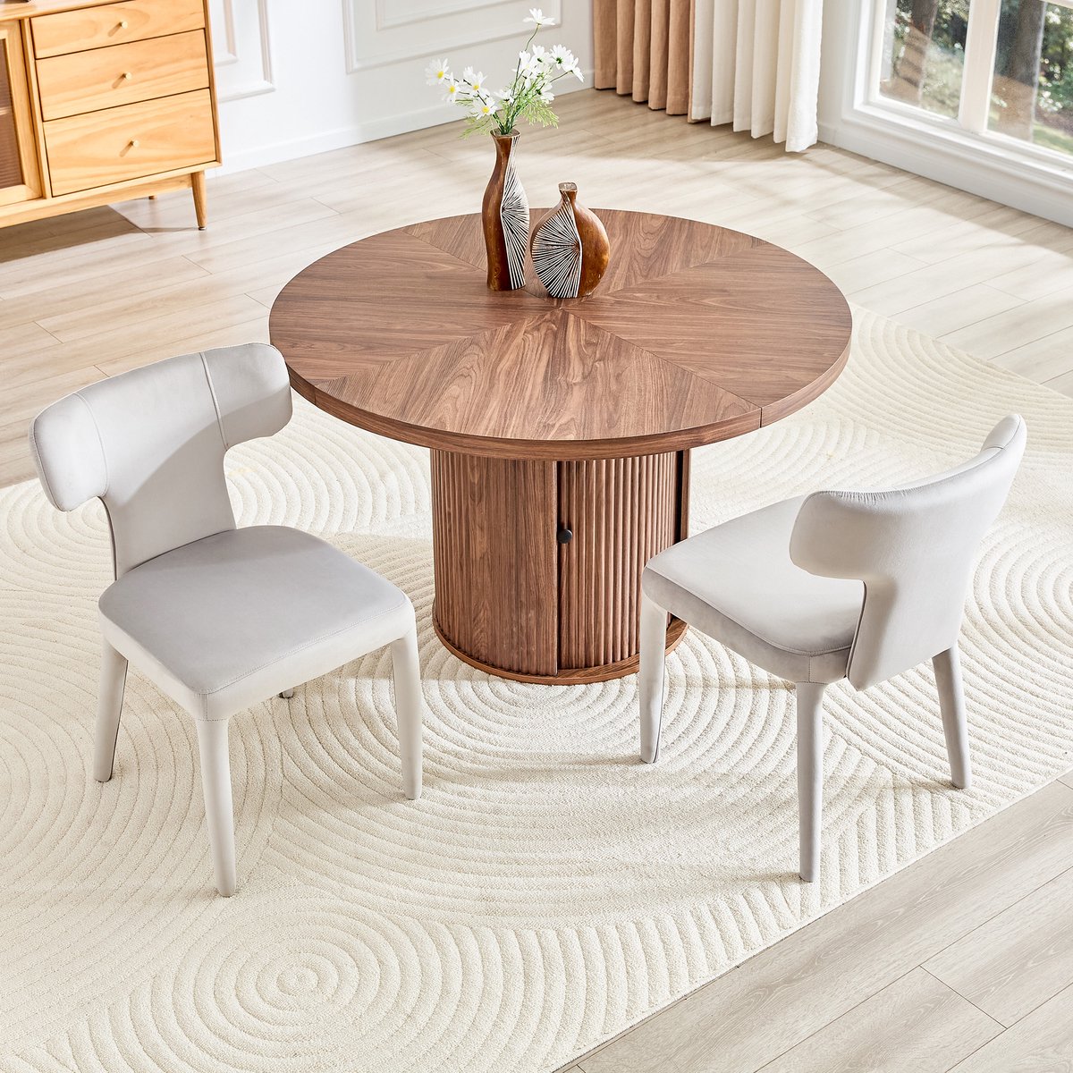 Clruro Eetkamerstoelen - 80,7 cm - 2 Stuks met T-Vormige Rug - Stof en Metaal