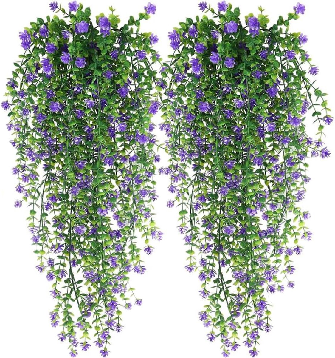 Kunstbloemen Lichtpaarse Bloemenrank – Set van 2 – 78 cm Kunstbloemenslinger – Realistische Kunstbloemen met Bladeren – Voor Woonkamer, Balkon, Tuin & Feestdecoratie