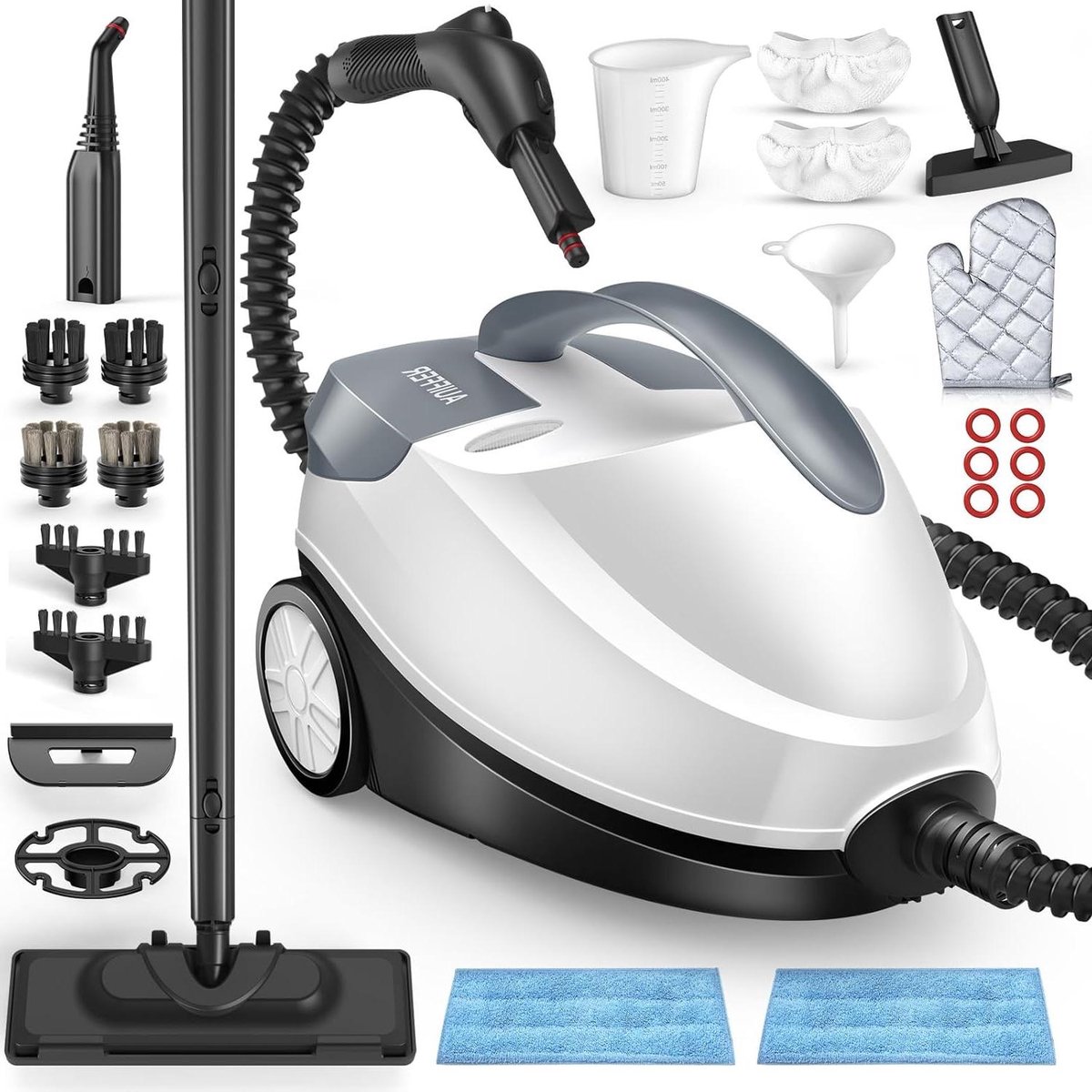 Stoomreiniger - Hogedruk reiniger - Grondig reinigen - 2000 Watt vermogen - 1.5 liter tank - Wit Grijs