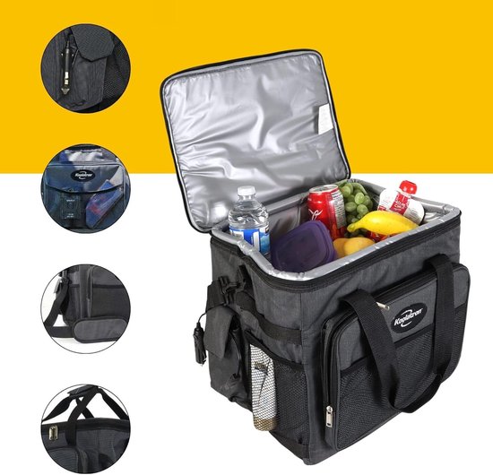 Elektrische Koelbox - Draagbare Koeltas - Reizen en Uitjes - IJsloze Thermische Koeling - 25 Liter - Zwart Grijs — afbeelding 5