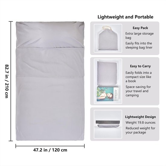 Lichtgewicht Slaapzak Liner voor Volwassenen - Compact en Ultralight Reislaken voor Camping en Hotel van The Friendly Swede — afbeelding 3