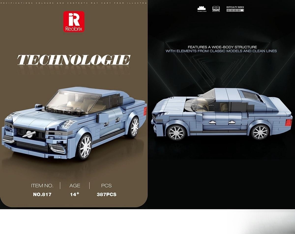 Reobrix 817 Volvo S90 bouwset | City fast champions adventure | Creator classic motor bouwpakket | Technic speelgoed ideas voor volwassenen | Icons furious speed auto geschikt voor lego | Technische bouwdoos met 387 bouwstenen — cadeau in Spellen & Speelgoed - foto 5