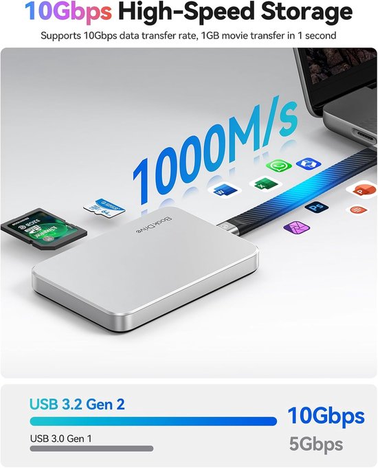 Externe SSD - Snelle Opslag - Data Opslaan - Magnetisch Ontwerp - 1 TB - Zwart — afbeelding 5
