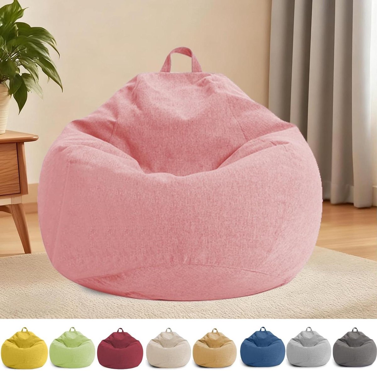 Zitzakhoes - Zitzak stoel - Ontspannen zitten - Met opbergfunctie - 100 x 120 cm - Roze