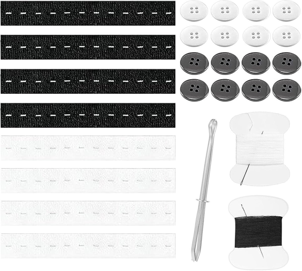 8 stuks broekverstellers, elastisch, 15 cm broekband, nauwer maken clip, verstelbare broek, strakkere band, elastiek met knoopsgaten, elastiek met knoopsgaten, elastiek voor dames, heren en kinderen