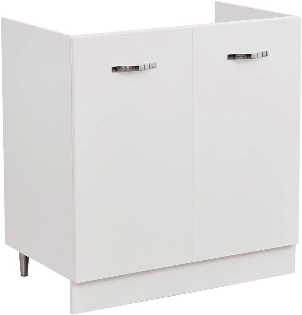 Keukenonderkast - Kast met deuren - Keukenopslag - Moderne uitstraling - 80 x 50 x 85 cm - Wit