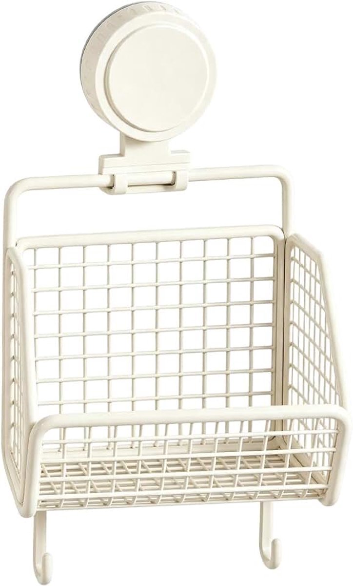 Mand Metaal Met Haken En Heavy-Duty Zuignap | Badkamer Opberg Kleine Wandmand Voor Thuisgebruik Badkamer Douche Woonkamer Voorraadkast Snacks Toiletartikelen Spons En