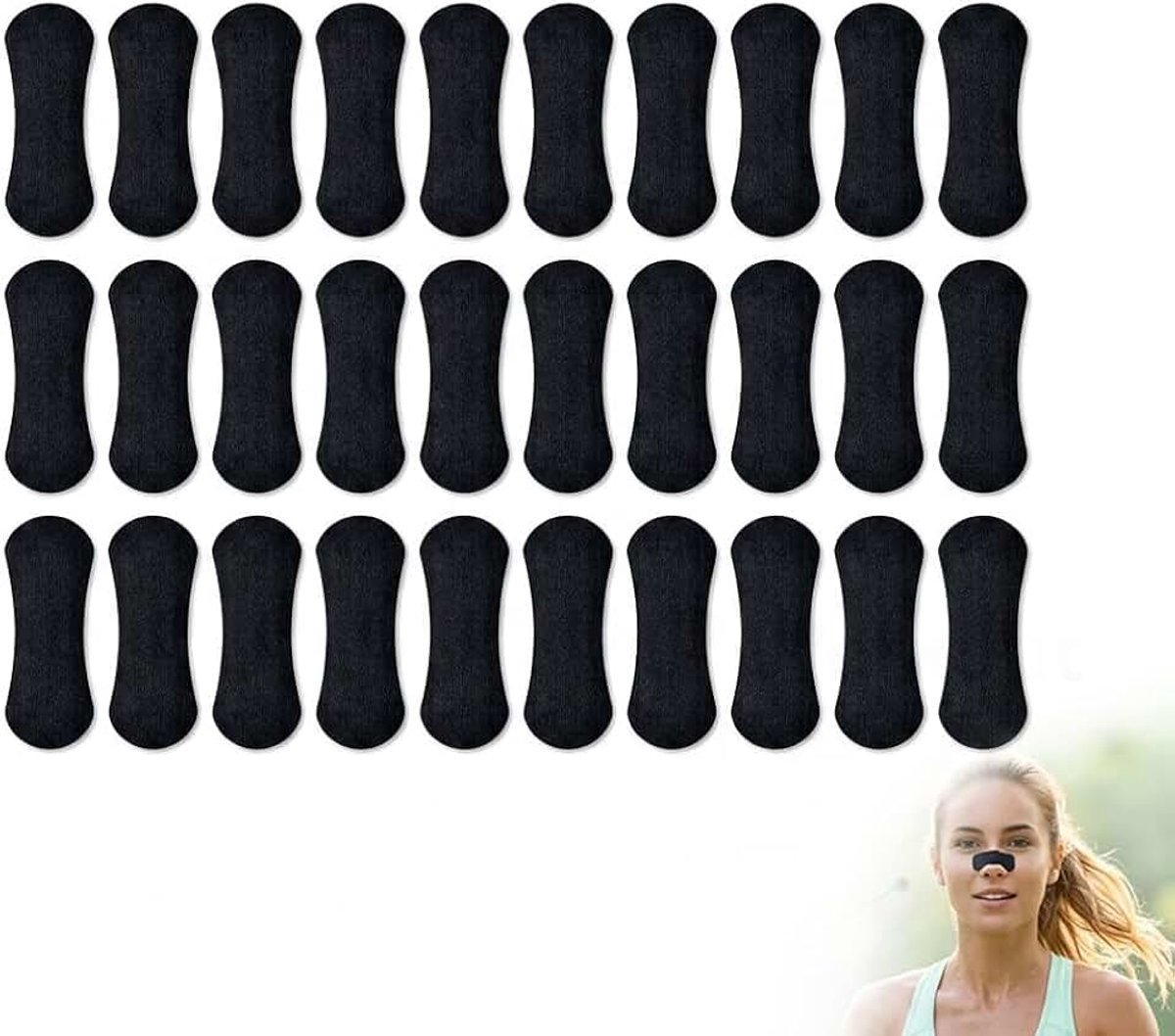 Snurkstopper, neusstrips, beter ademen, 30 stuks, sport, neusvleugels, spreider, strepen, ademen, snurken, stopper, neusstrips, neusstrips, slaappleisters, ventilatie, verlichting 55 x