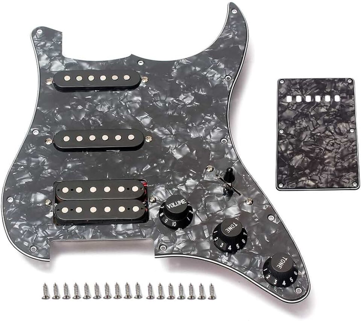 Slagplaat voor elektrische gitaar 3-laags SSH geladen voorbedrade Humbucker slagplaat pickups set voor gitaar, zwarte parel