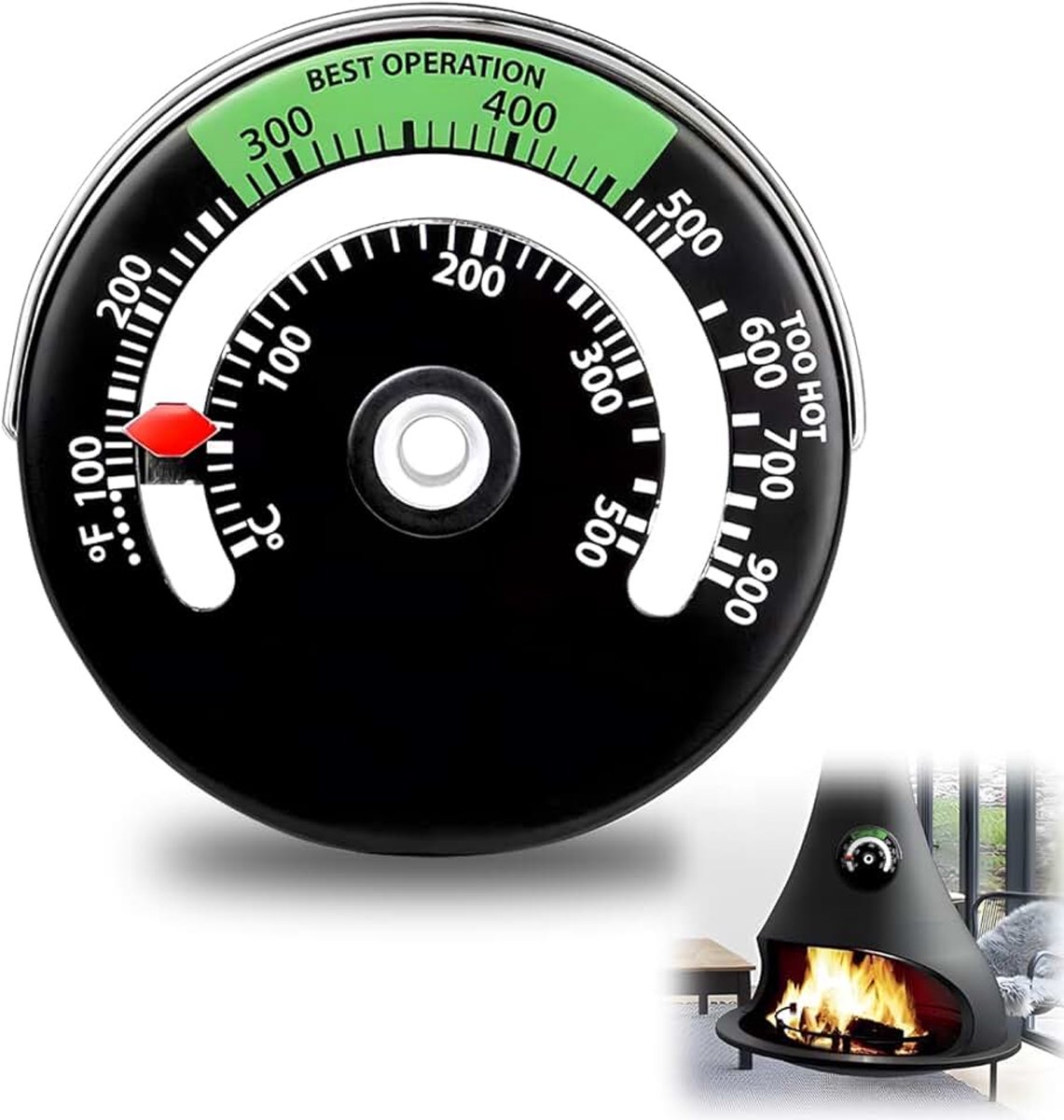 Oventhermometer, open haardthermometer, voor brandhout, rookafvoer, oventemperatuur, open haard