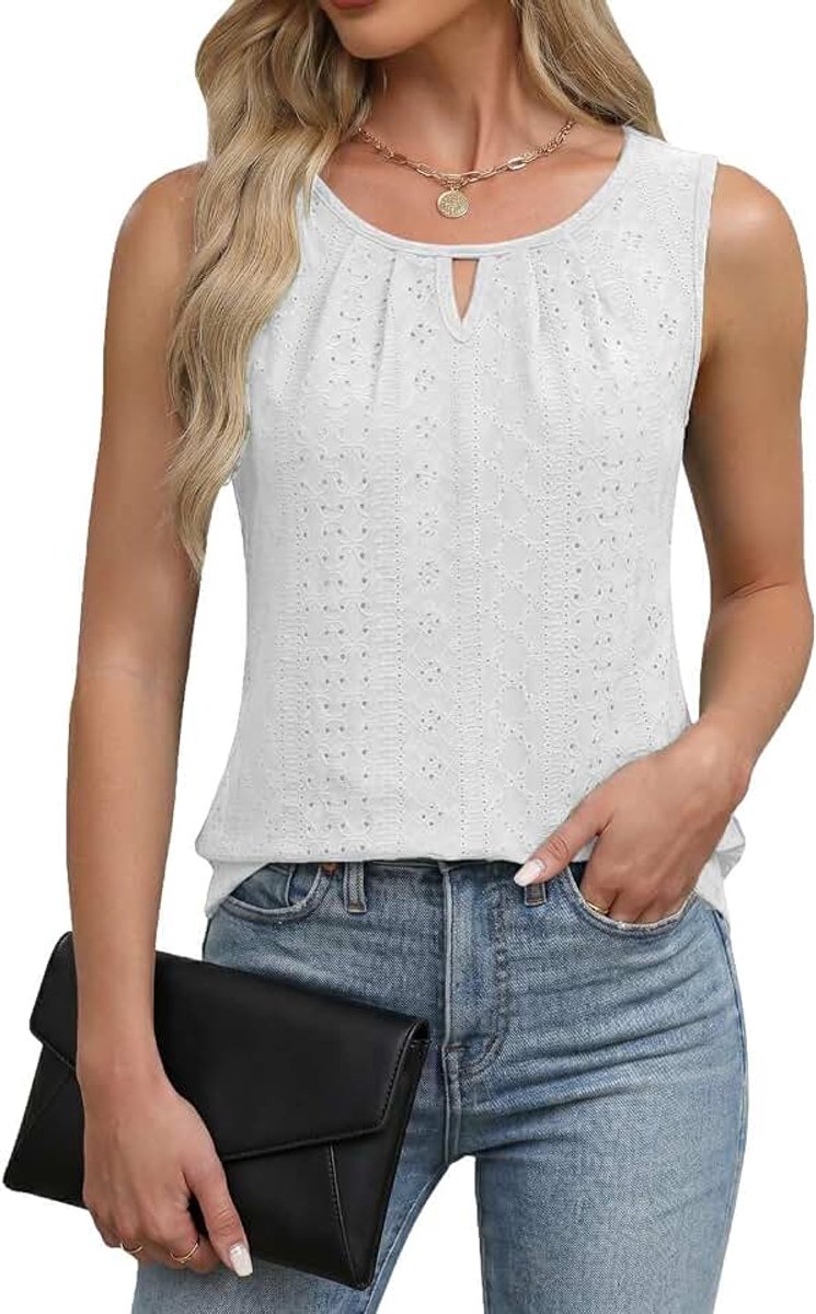 Tanktops zomer shirts mouwloze blouse elegant bovendeel voorkant plooien tuniek blousetop