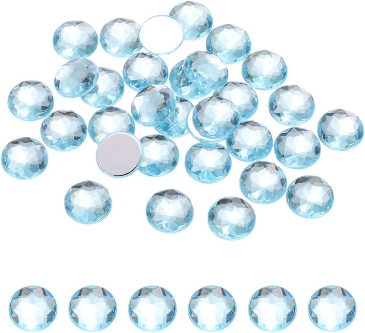 Strassteentjes met platte achterkant, glitterstenen om te knutselen, 14 mm, ronde acrylkristallen edelstenen voor kleding, schoenen, doe-het-zelf decoratie, geschenken, zeeblauw, 50 stuks