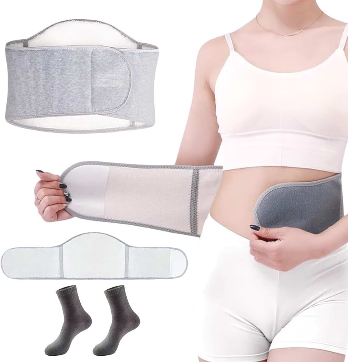 Nierwarmer voor dames, rugwarmer voor heren, met klittenbandsluiting, tailleondersteuning, warmtebescherming, riem, thermische nierbescherming, nierriem, buikwarmer, winter, dikke warmtegordel
