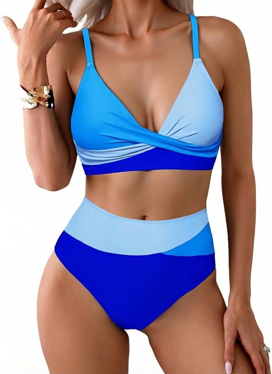 Badpak voor dames Bikiniset | V-hals, gekruiste bikini, badmode, buikcontrole