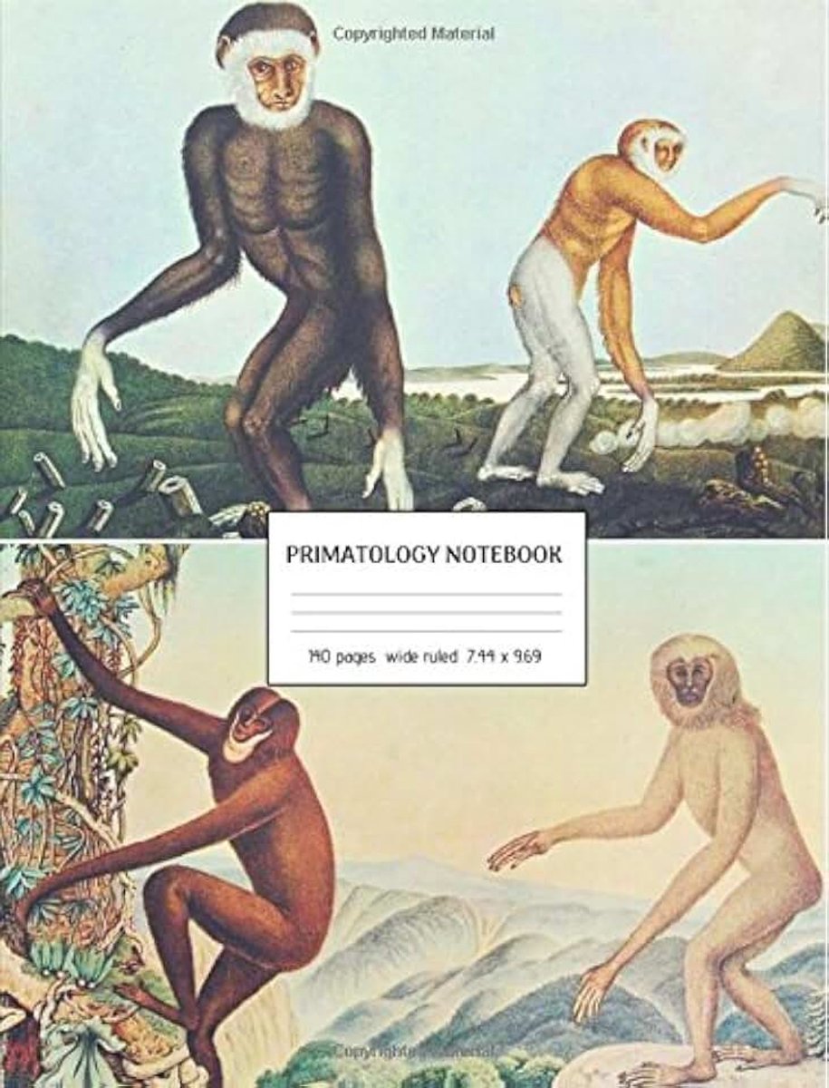 Notebook: A primate lover's composition book, 140 pages, wide ruled pa