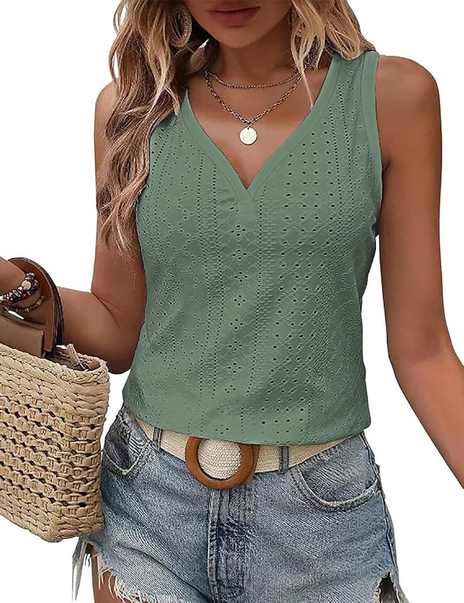 Tanktop Dames Zomer 2025 V-hals Casual Top Dames Sexy Mouwloos Elegant Tops Dames