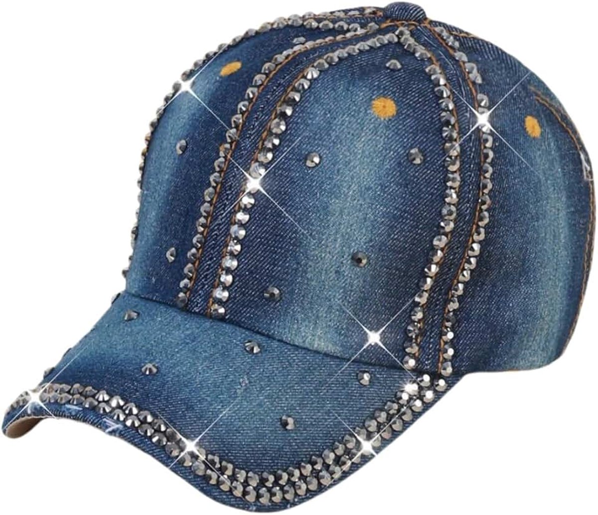 Basecap Strass Honkbalpet Glitter Baseball Cap Verstelbare Baseballpet Katoen Baseball Cap Zomer Zonnehoed Sparkle Zonnehoed Ademend Zonnepet voor Golf