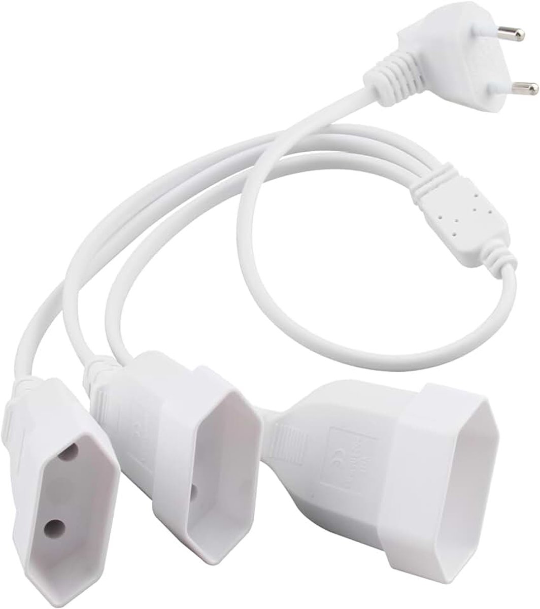 Verlengkabel platte stekker 3 en 1 Europees 90 graden verlengkabel 250 V / 2,5 A Max stekkerdoos voor tv ordinateur moniteur beamer lamp apparaten Ménagers Blanc