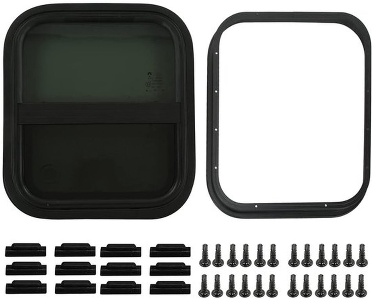 Camperraam met getint gehard glas - Schuifraam - Waterdichte raamafdekking - Duurzaam aluminium - Privacybescherming - Robuust en roestvrij - Raam