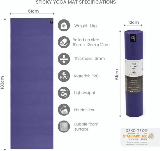 Yogamat - Fitness mat - Yoga oefenen - Antislip en scheurbestendig - 183 x 61 cm - Paars van Yogamat — afbeelding 4
