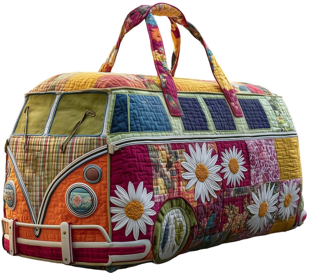 Textielen tas, retro bloemenprint in 3D-stijl, boho-stijl voor reizen en sport, meerkleurig, groot (18 x 9 x 9 inch)，16 modellen