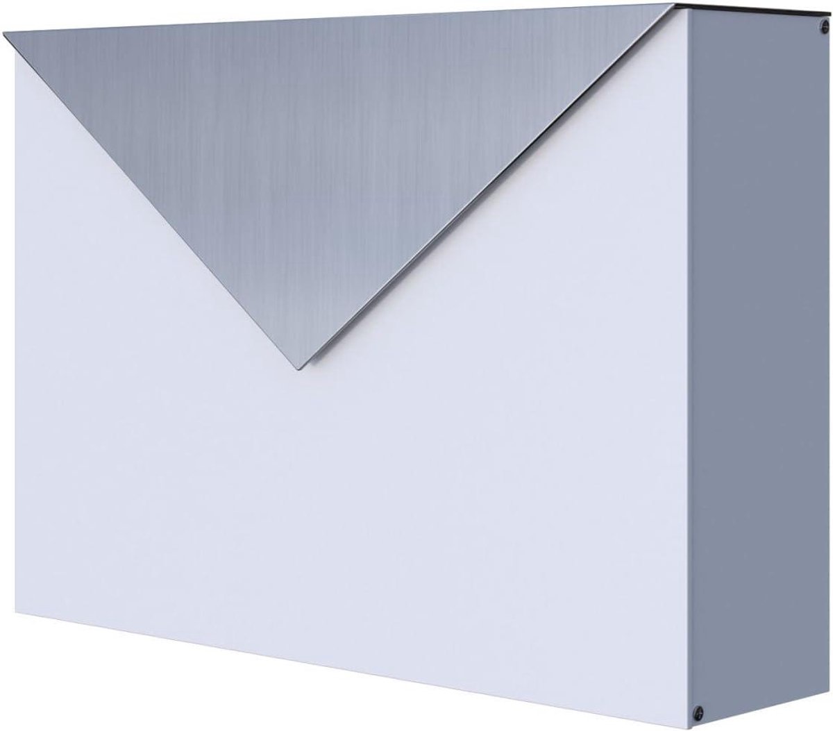 Brievenbus Wandmontage - Postbak Muurbrievenbus - Post Ontvangen - Gepoedercoat Plaatstaal - 46x32.5x11.5 cm - Wit