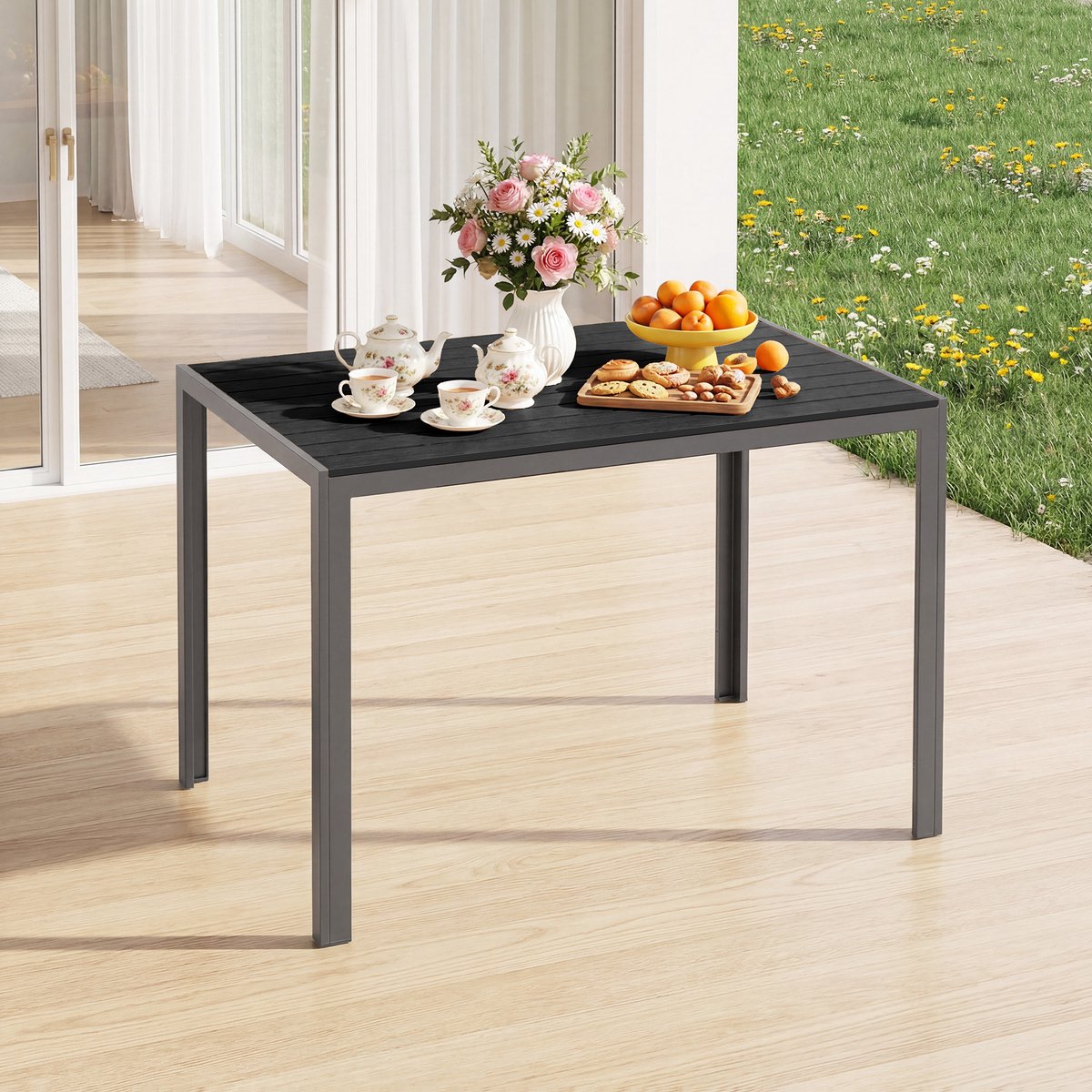 Bealife TB103 Tafel - WPC Tuintafel - 110 x 70 x 73 cm - Weerbestendig - Grijs