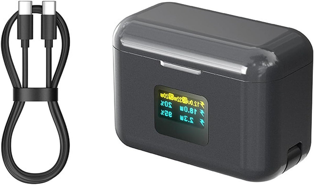 Dubbele Batterijlader - Oplaadstation Camera - Camera Batterijen Laden - LCD Scherm Status - 10 x 9 x 5 cm