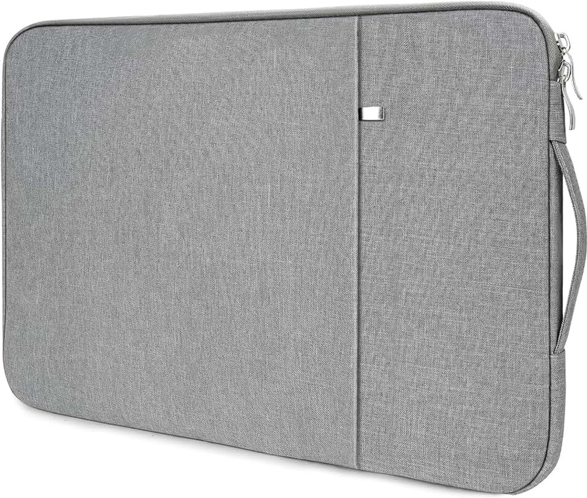 Flintronic Beschermhoes voor notebook, 33,8 cm (13,3-14 inch), waterdicht, schokbestendig, zachte tas, compatibel met MacBook, Acer, Asus, HP, Dell, Huawei, Lenovo (lichtgrijs)