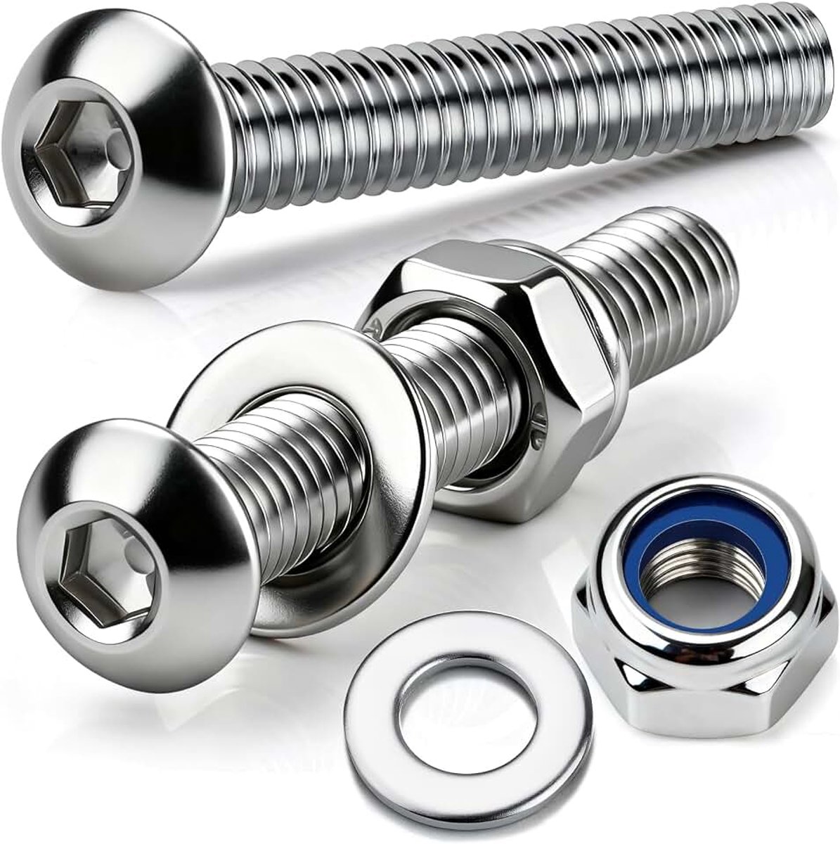 15 stuks M3 x 40 mm schroeven set roestvrij staal lenskop metrisch binnenzeskant moeren en sluitringen assortiment