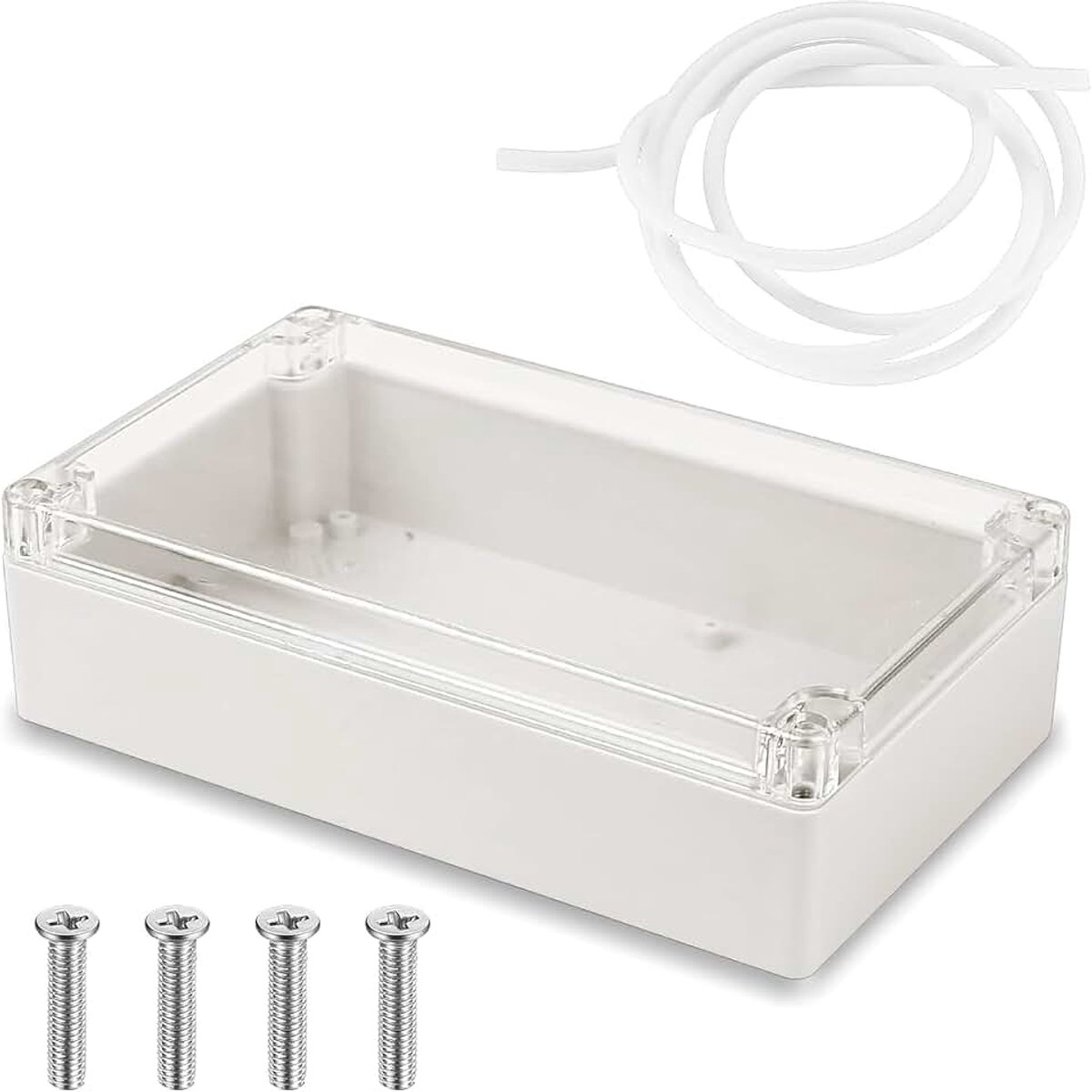 IP65 lege behuizing, 1 verpakking elektronische behuizing, 200 x 120 x 75 mm, kunststof behuizing met transparante afdekking, universele projectbehuizing, aansluitdoos