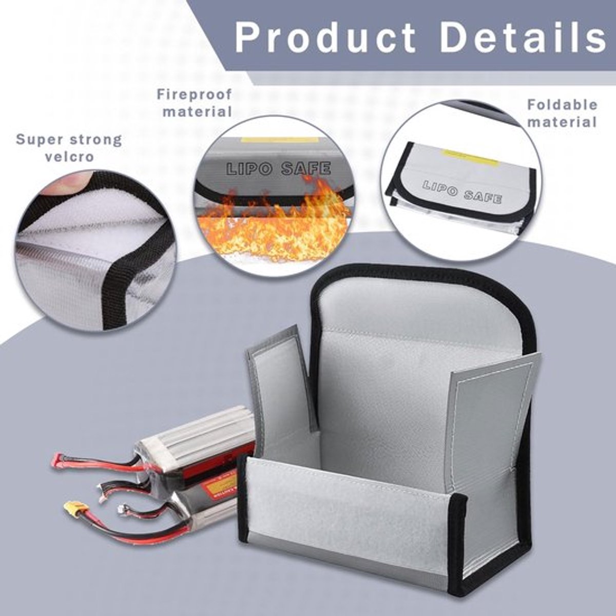 - Brandveilige Oplossing - Lipo Safe Bag - Geschikt voor Batterijen - 18.5 x 7.5 x 6 cm - Veiligheid - Brandveiligheid - Allecto