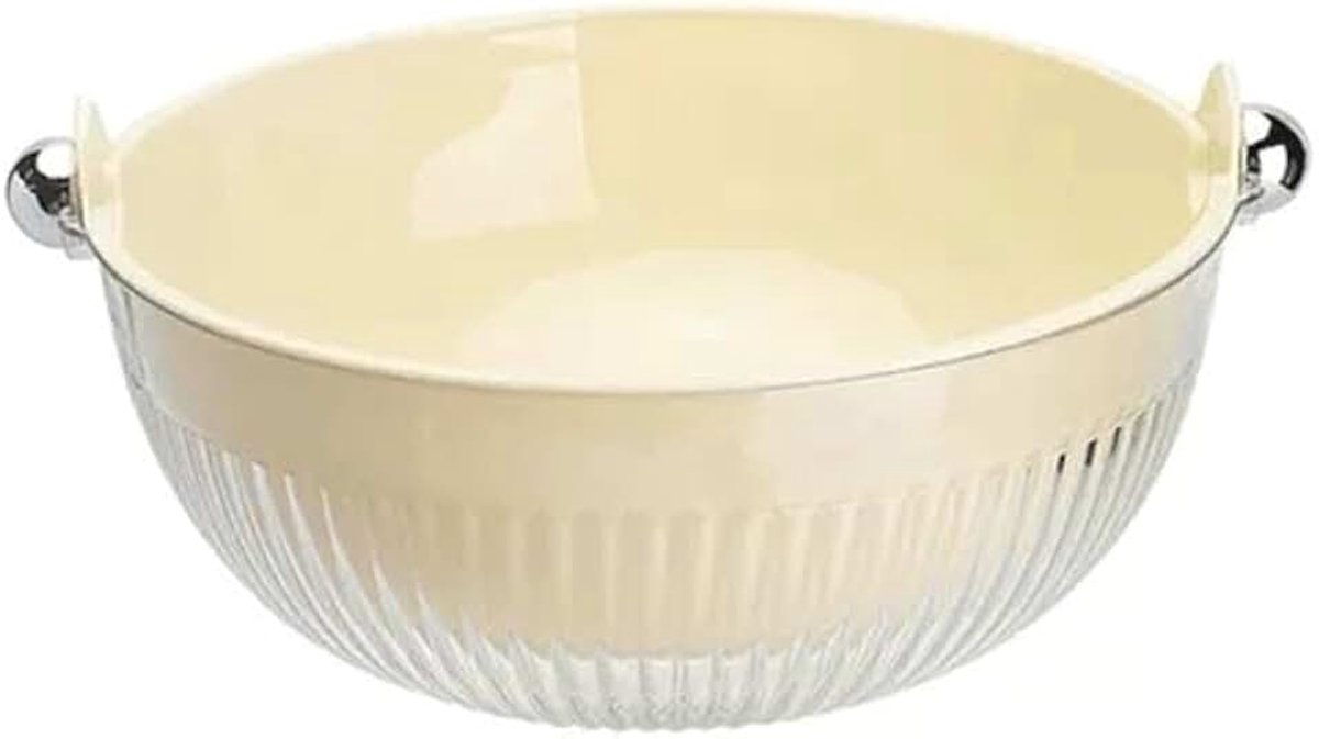 Fruitschaal Fruitbord Materiaal Rond Dubbel Waterfilter Decoratief Bord Huishoudelijk Vaatwasser Snackbord Snoepbord(Beige)