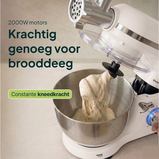 Keukenmachine Multifunctioneel - Keukenrobot Alles-in-één - Maaltijden Bereiden - Vervangt 5 apparaten - 6.2L Kom - Creme — afbeelding 3