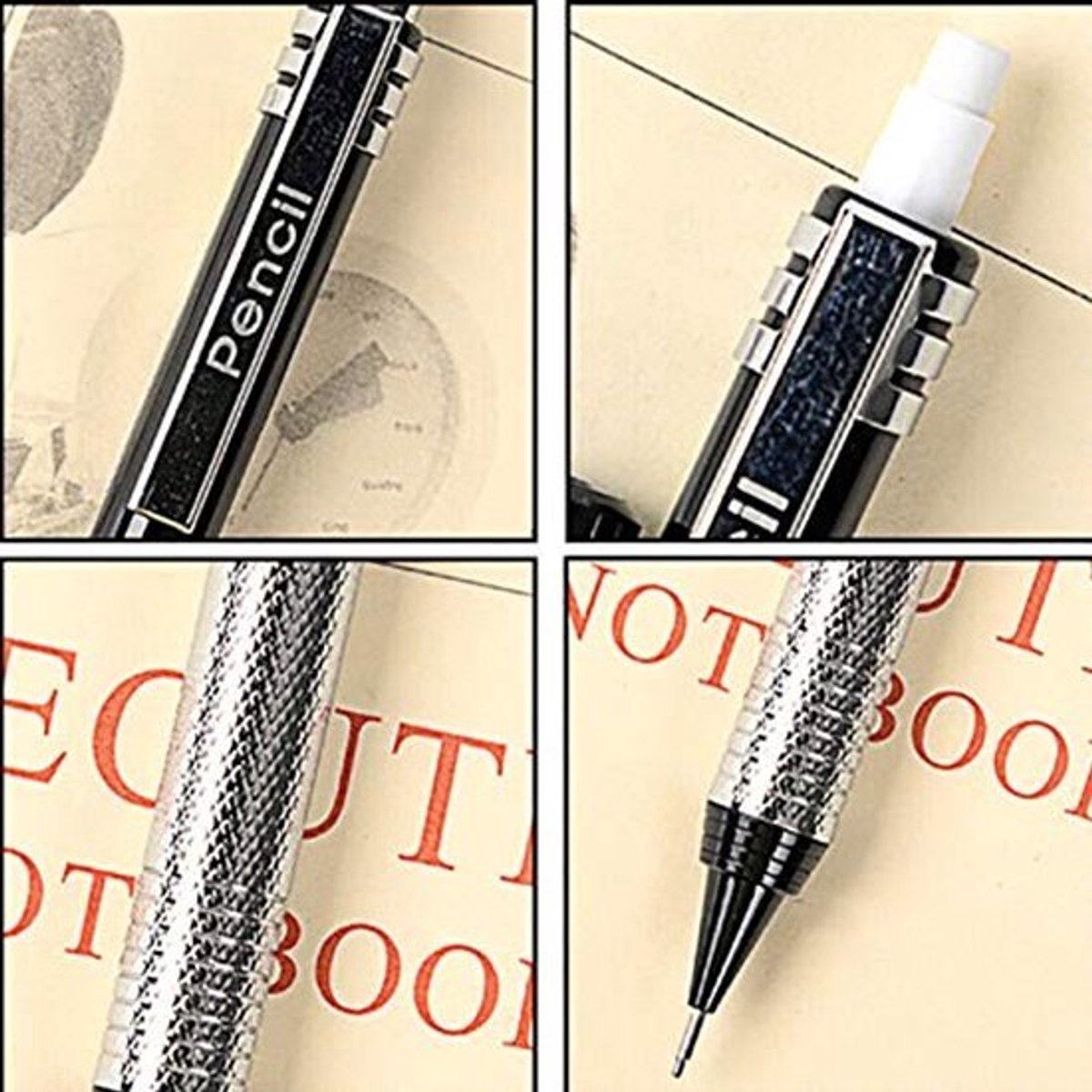 Mechanisch Potlood 0.7MM met Automatische Vulling en Gum - HB Hardheid - Zwart Kleur - Ideaal voor Tekenen en Schrijven.
