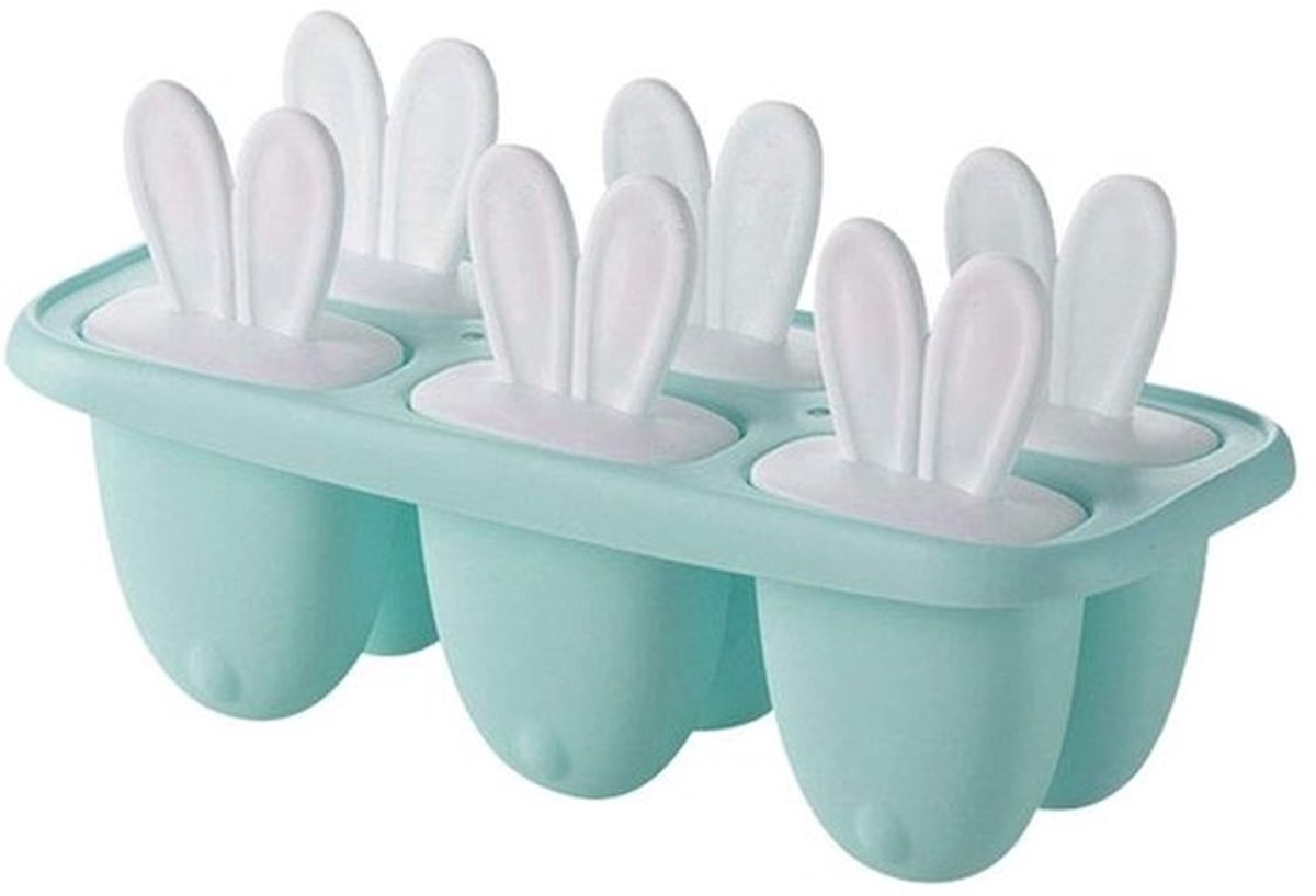 Konijnvormige Popsiclevormen - Set van 6 herbruikbare ijsjesvormen voor kinderen