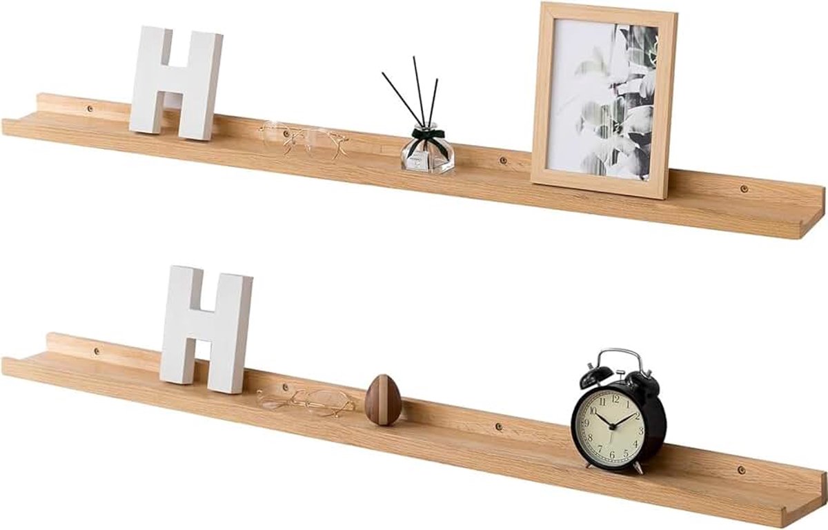 Zwevende wandplanken van massief eiken, rustiek design met rand, voor radiator en wanddisplay, voor woonkamer, keuken, slaapkamer, 90 cm