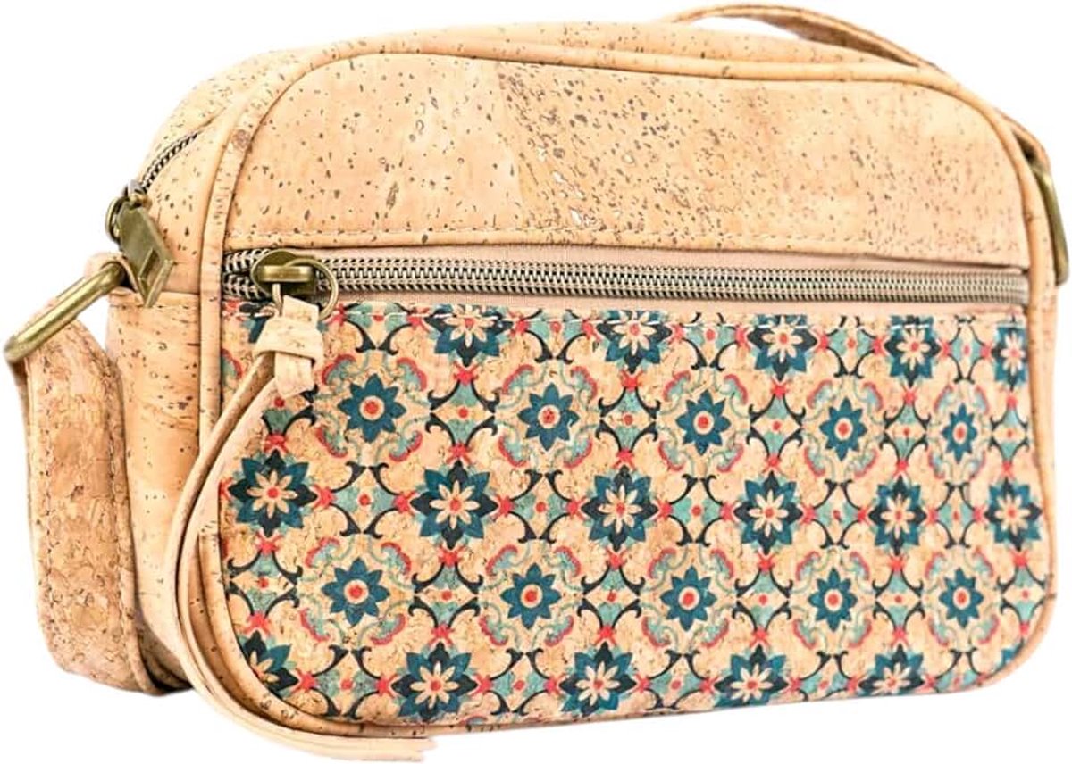 Crossbody handtas voor dames, van kurk, zadeltas, veganistisch leer, duurzaam