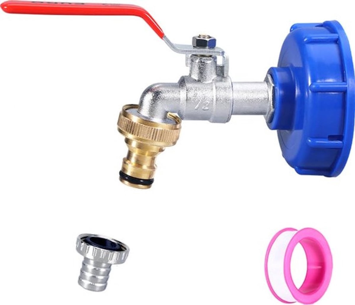 Kraan Geschikt voor IBC-tanks, met adapter, 1/2-inch aluminium kraan