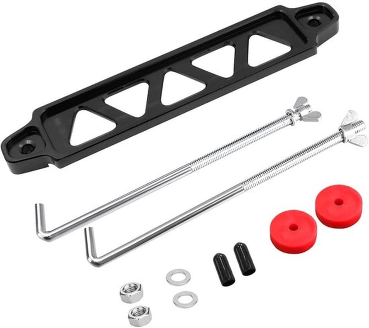 Batterij montagebeugel - Aluminium batterijhouder - Zwart - Auto accessoires voor autobatterij - Betrouwbare bevestiging - Perfect voor e...