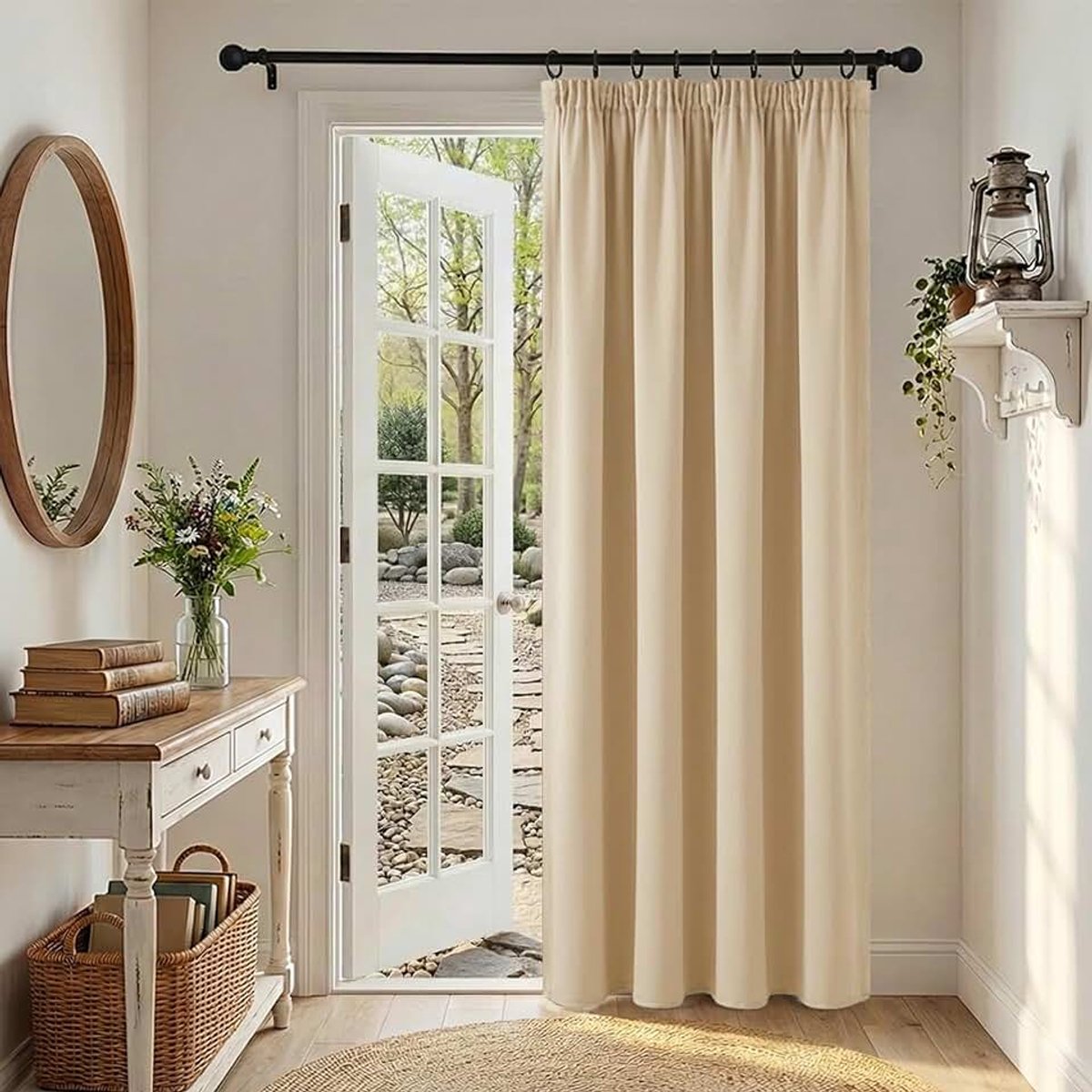 Verduisteringsgordijn, warmte-isolerend, koude-isolerend, verduisteringsgordijnen voor rails met haken, 1 stuk, voor woonkamer/slaapkamer/eetkamer, 140 x 240 cm (b x h), donkerbeige