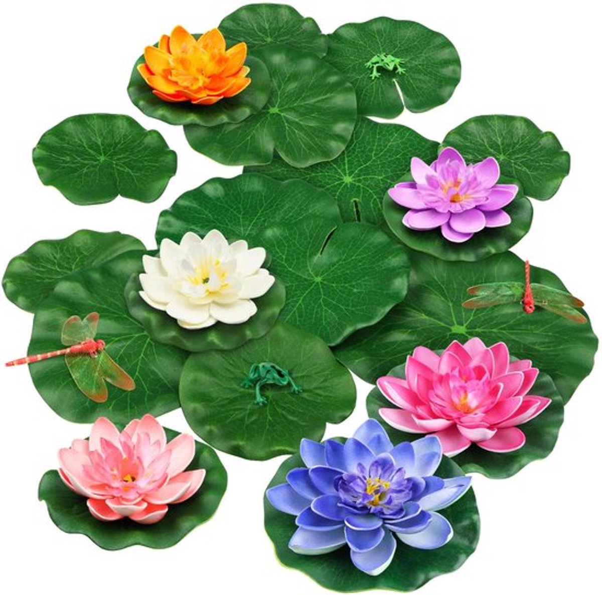 - Kunstmatige Lotusbloemen - Drijvende Decoratie - Kleurvol - Waterplanten - Perfect voor Vijvers en Zwembaden - 22 Stuks