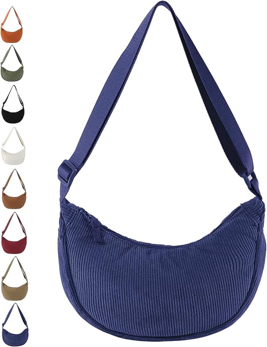 Halvemaanvormige tas voor dames, knoedelzak, hobos, crossbodytas, knoedeltas, crossbody-tas met verstelbare schouderriem, borsttas, schoudertas voor dagelijks gebruik