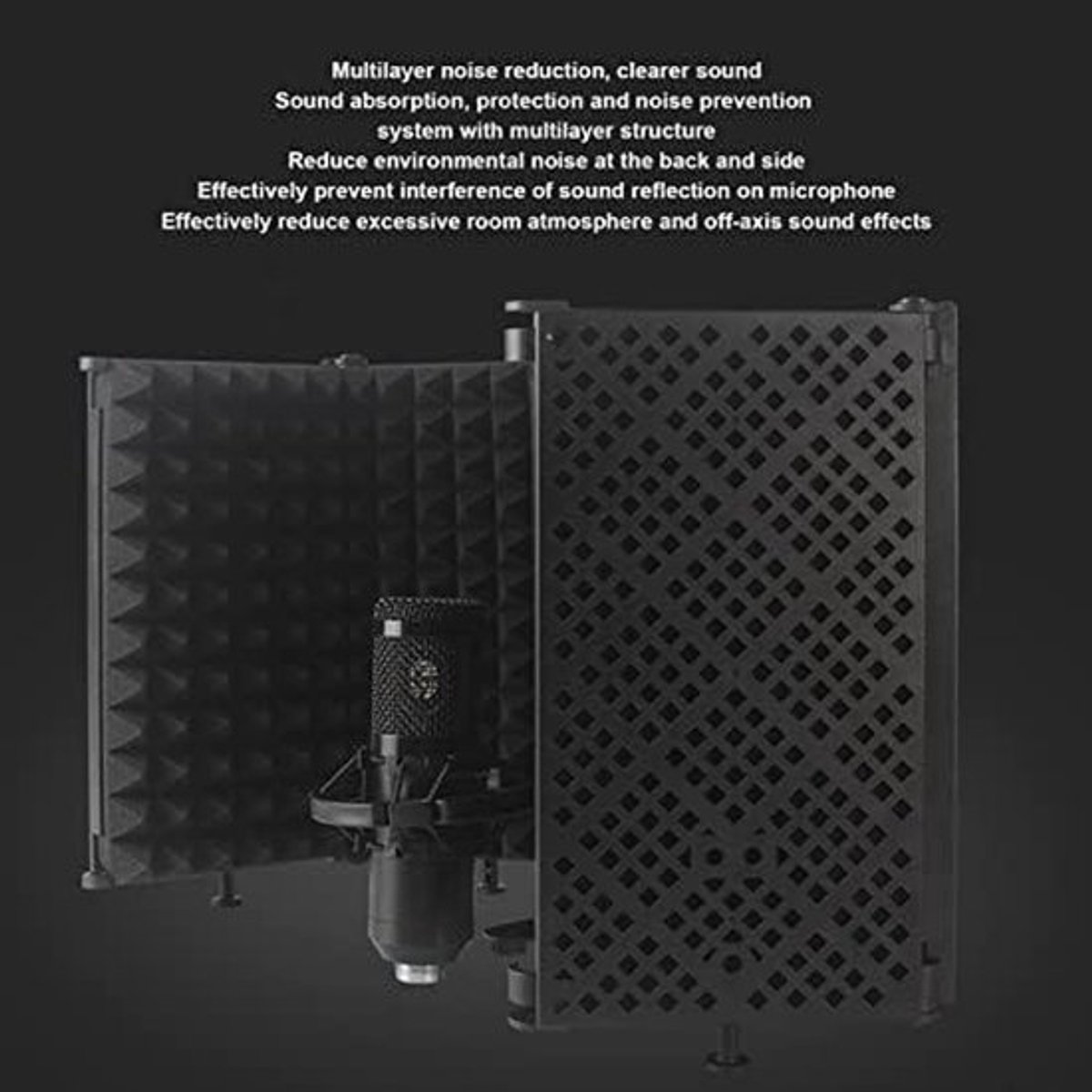Opvouwbaar geluidsisolatiescherm voor microfoonopnames met drievoudige geluidsisolatie - podcaststudio accessoire