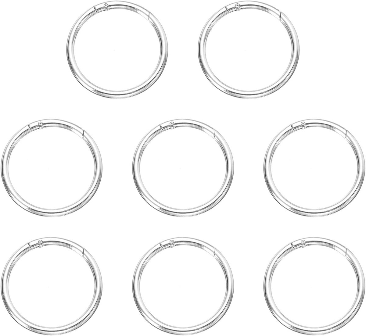 Lente O-ringclip, 8 stuks, metalen veersluiting, sleutelring, 60 mm, ronde sleutelhanger, kliksluiting, accessoires voor portemonnee, schoudertas, zilver