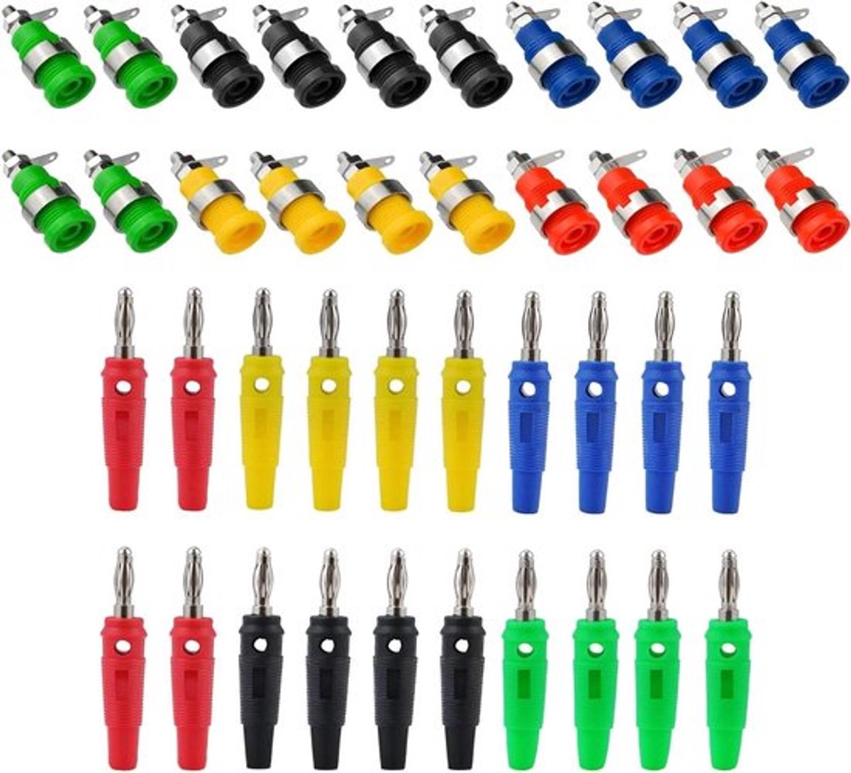 20 stuks banaanstekkers met terminals om vast te binden, in 5 kleuren