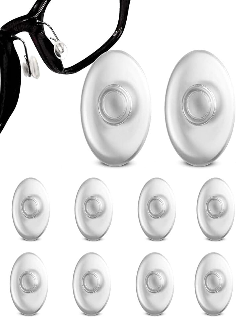 Brillen ovale neuspads | 12.5mm in te drukken Premium siliconen neuspads om voor brillen | 5 paar reparatiesets voor neuspads voor brillen